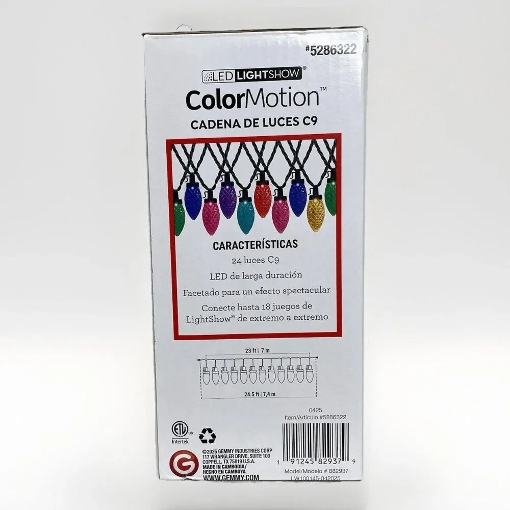 Gemmy Lightshow 24 Count 23ft C9 Color Motion Multicolor LED Christmas Lights